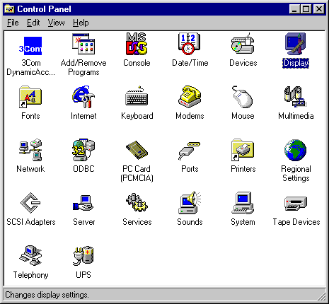 NT Control Panel Screen
