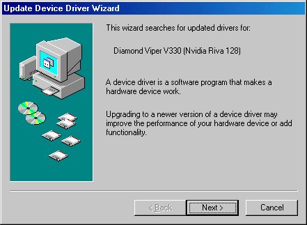 Diamond Viper V330 AGP Driver Update Screen